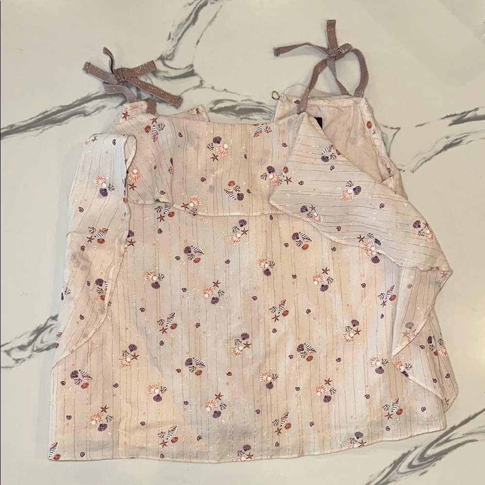 Velveteen Seashell beachy blouse purple and rose gold girls 8